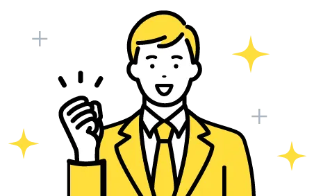 男性スタッフがガッツポーズをしている